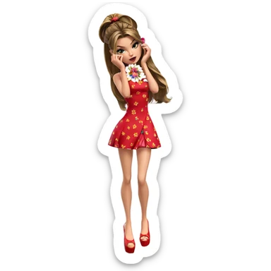 girl in flower dress sticker