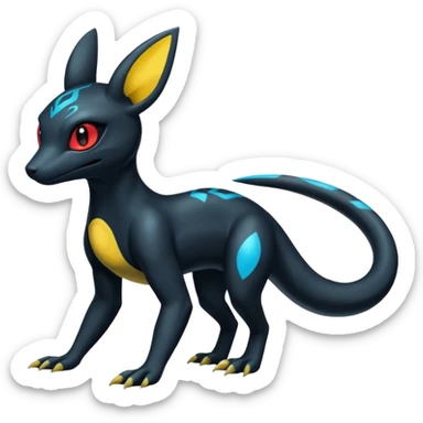 Shiny Salandit-Umbreon-Quilava-Fakémon-hybrid-creature (full body)  sticker