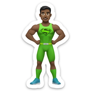 Superman as personal trainer dressed with green sport clothes sticker
