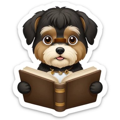 Black Havanese dog reading “mein kampf” sticker