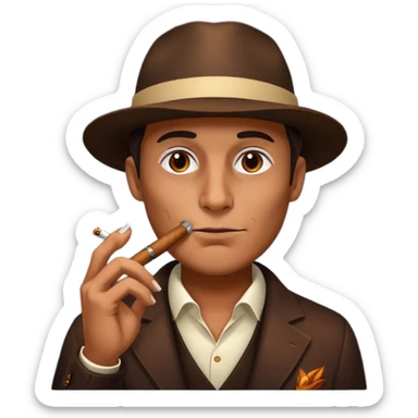 a shadowy face smoking a cigar sticker