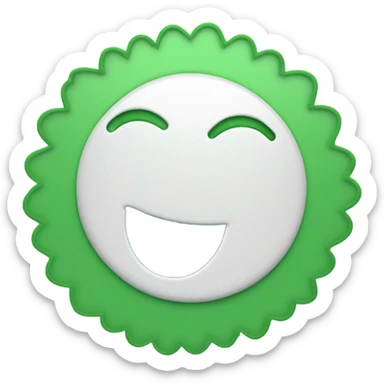 create one emoji shape of a circular green badge that has scalloped edges and a white outline of a computer inside sticker