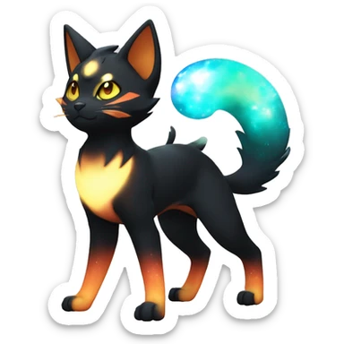 Shiny Sparkly Litten-Umbreon with gradient Nebula-colored markings full body sticker