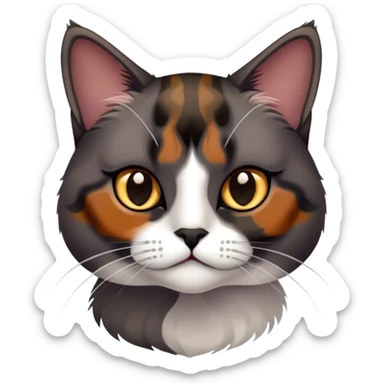 Dark tortoiseshell cat with light grey cat sticker