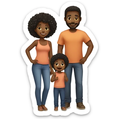 black family 2 kids and baby sticker
