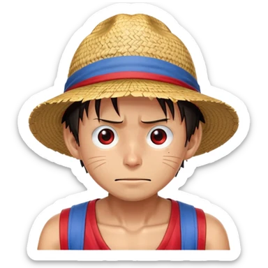Monkey D. Luffy with straw hat, red vest, blue shorts, scar under eye sticker