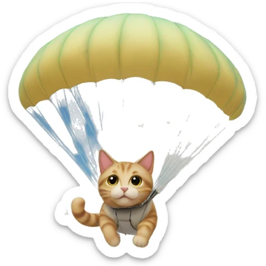 cat in the sky with a parachute sticker
