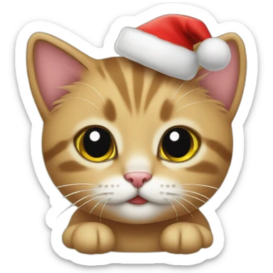 Kitten with Christmas hat  sticker