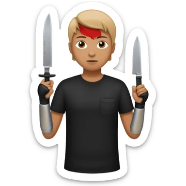 Person standing with a knife behind their back sticker