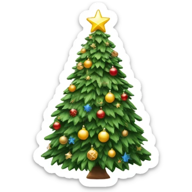 Decorated real Christmas tree sticker