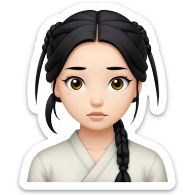 long-black-hair TIED UP, LAZY-girl sticker