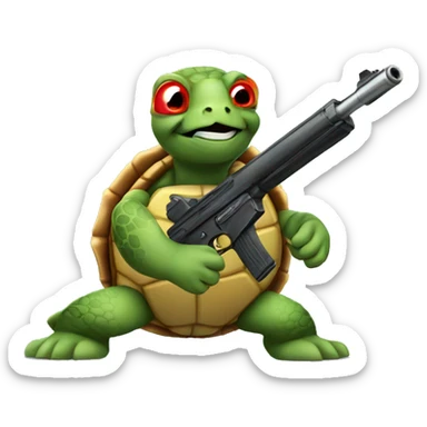 Turtle with a gun sticker