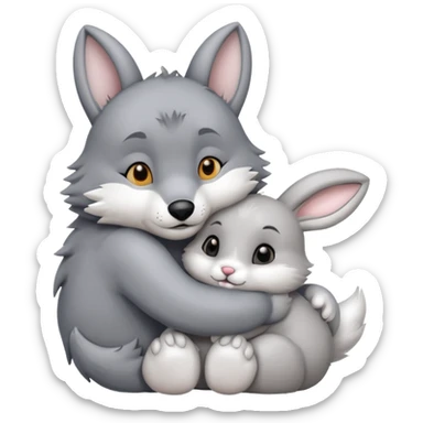 Wolf and bunny love sticker