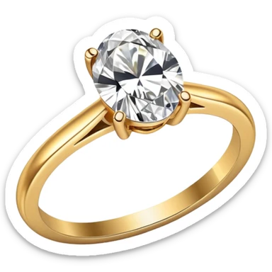 Oval diamond ring with gold band sticker
