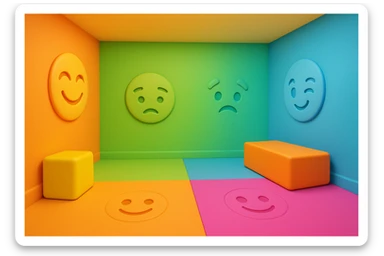 create an empty 3d cartoony room, make it emoji sticker