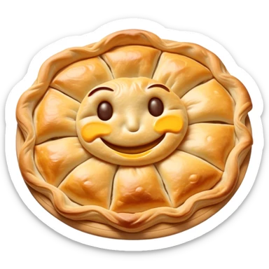 Burek sa Sirom Cinematic Realistic Burek sa Sirom Dish Emoji, depicted as a flat, flaky pastry filled with cheese, rendered with crisp textures and warm, inviting lighting. sticker