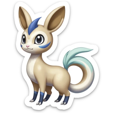 Colorful Skilled Adept Graceful Asian Painted Meloetta-Minccino-Absol-Emolga-Pachirisu-fusion-hybrid-creature (full body) sticker