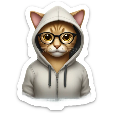Cat with glasses and a hoodie  sticker