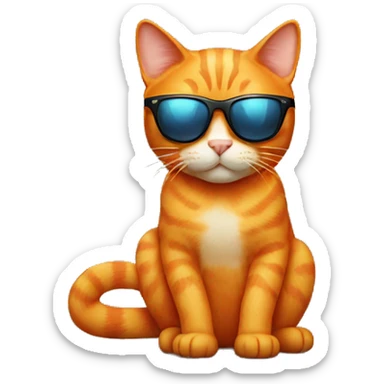 Orange cat with sunglasses sticker