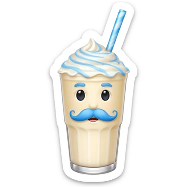 milkshake with blue mustache sticker