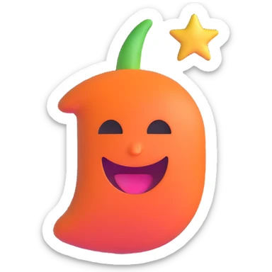 3D number 4 with a winking face sticker