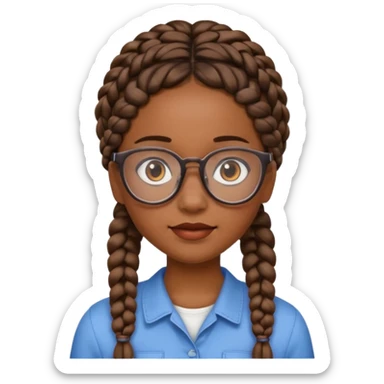 Girl with braids and glasses sticker