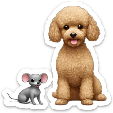 Toy poodle and grey toy mouse sticker
