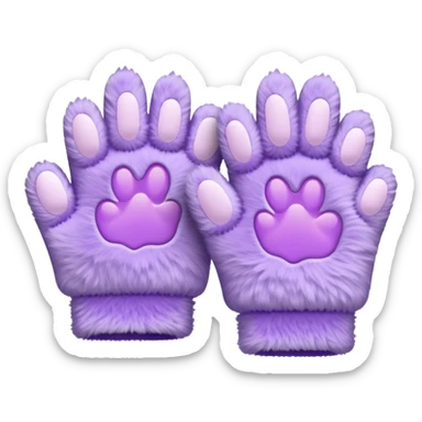 Pastel purple fuzzy cozy furry catty paw gloves and pulsewarmers sticker