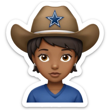 Black girl with short hair and a cowboys football hat sticker