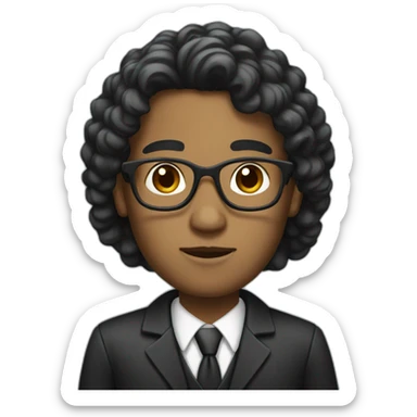lawyer with curly black long hair sticker