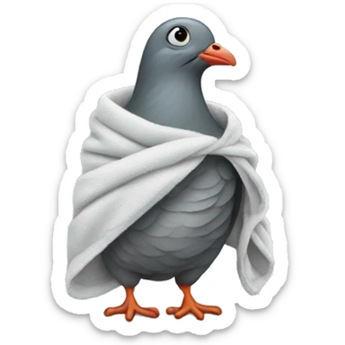 Pigeon wrapped in blankie sticker