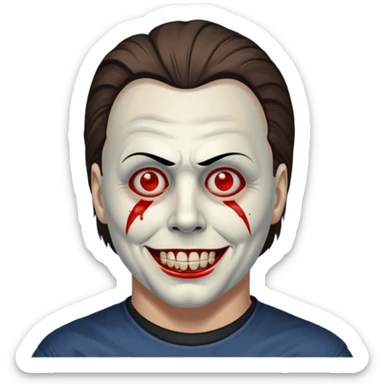 Micheal myers with a grin sticker
