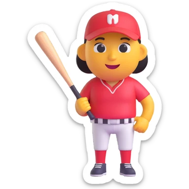 Tung Tung Tung Sagur emoji, a baseball bat with legs and arms and a face with a slight smile, holding a baseball bat sticker