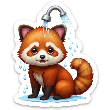 red panda in shower sticker