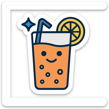 color outline icon style drink with a cheerful face and vibrant accents sticker