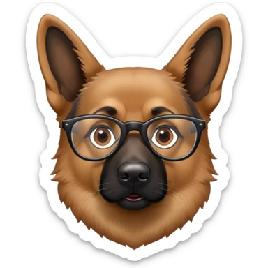 German Shepard wearing glasses sticker