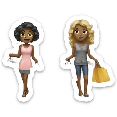 Two girls shopping  sticker