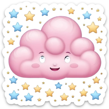 pink cloud in the night sky sticker