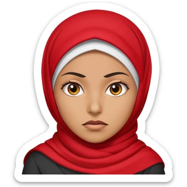 angry muslim woman with red hijab sticker