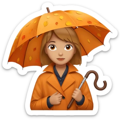 Rain autumn orange umberella sticker