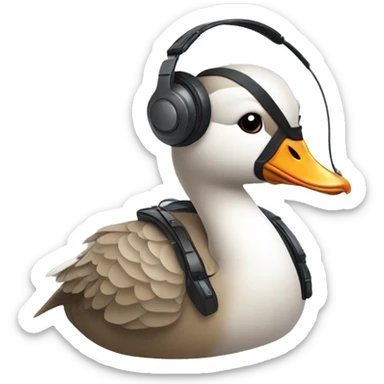 canadian goose playing videogames with headset on sticker
