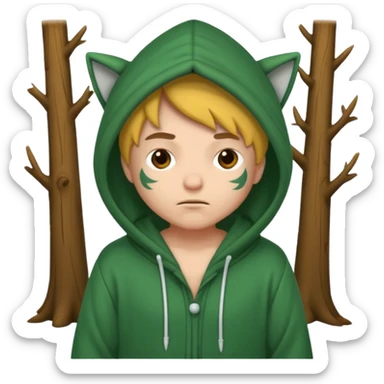 forest rogue in oversized hoodie pajamas sleepy face sticker