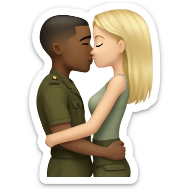 Marine with brown hair dipping blonde girl for a kiss  sticker