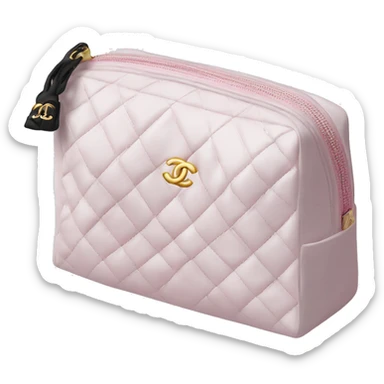 White and pink Chanel cosmetic makeup bag  sticker