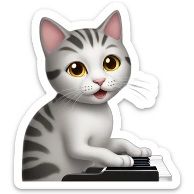 Cat playing piano sticker
