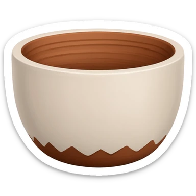 white bowl with a matte brown fill inside, no shine or liquid look sticker