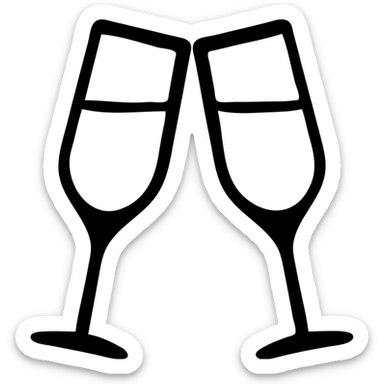 Two champagne glasses clinking together sticker