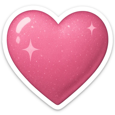 Edit the glittery purple color heart with a subtle gradient and no border to a glittery pink color heart with a subtle gradient and no border, keeping the background transparent. Maintain the glittery texture and subtle gradient effect in pink. sticker