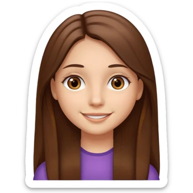 Fille cheveux lisse long brune raie au milieuyeux marron sticker