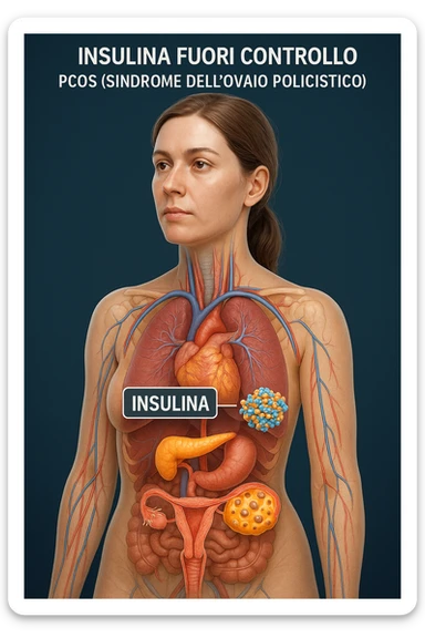 Donna con insulina fuori controllo  in 3D immagine medica donna pcos in italiano basta anche solo un riferimento all'insulina sticker